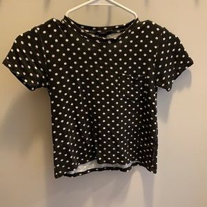 Black and white polka dot girls’ t-shirt